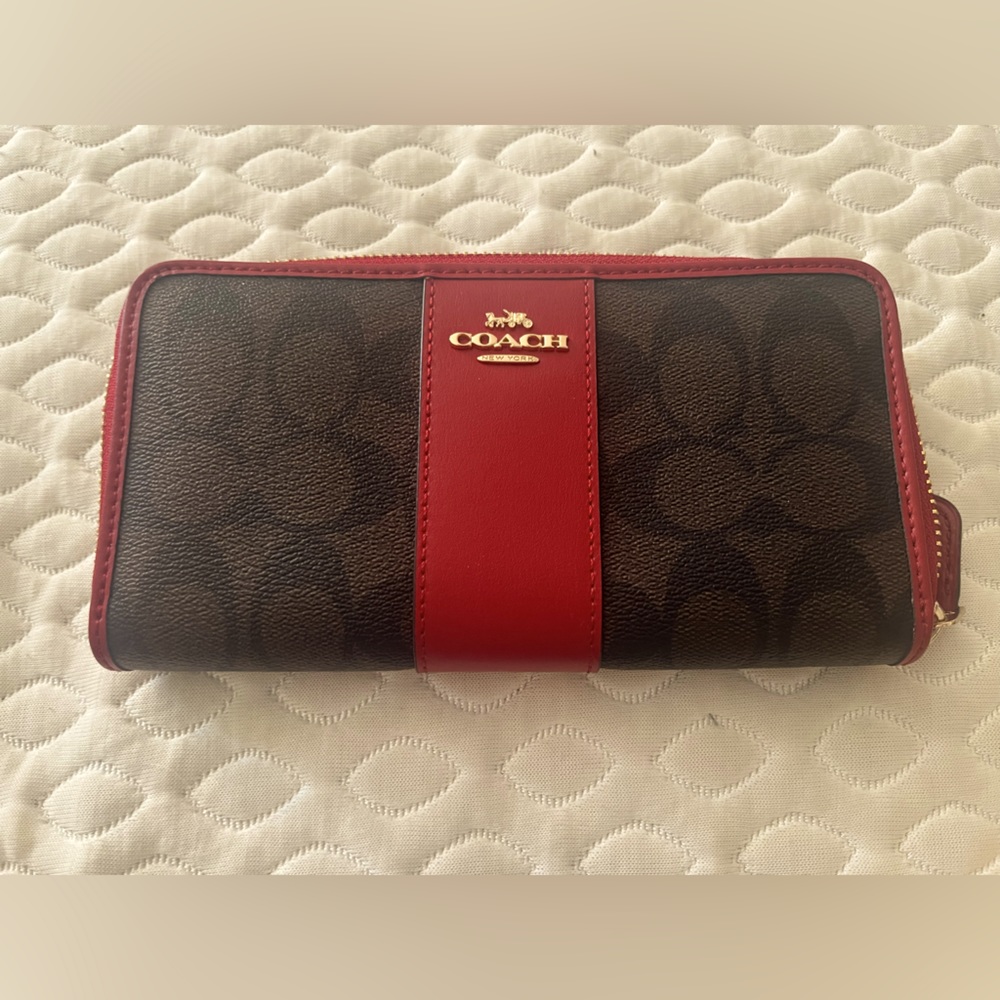 Red brown coach wallet